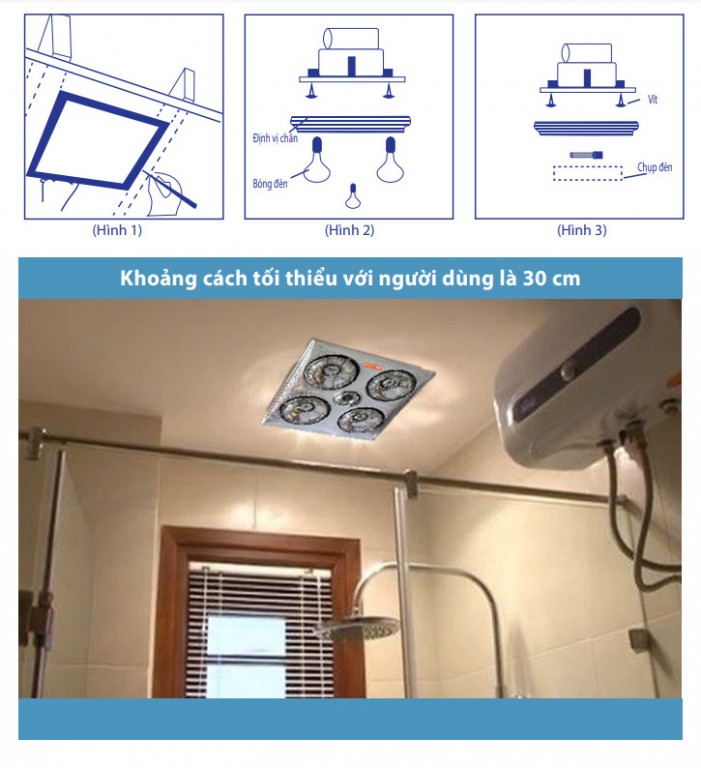 hướng dẫn lắp đặt đèn sưởi 4 bóng